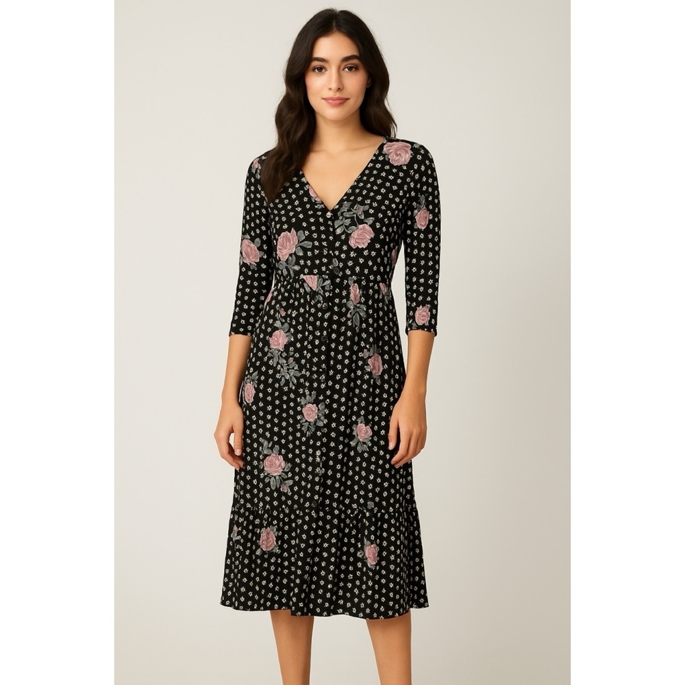Star of India x Vintage Viscose Floral Button Dress